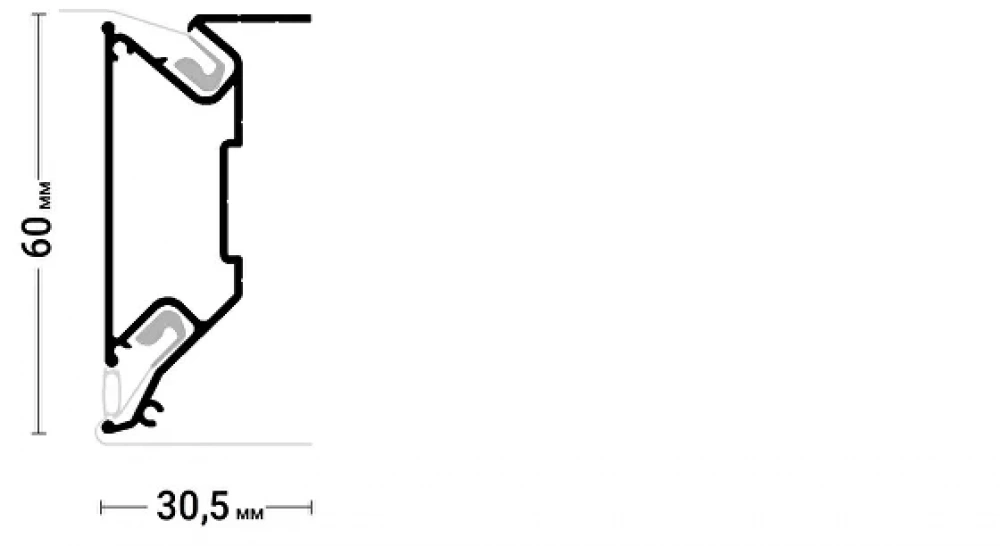 Профиль FLEXY BRUS 03 (AL) (ПФ 8153 брус- ниша) 2м черный мат, белый мат